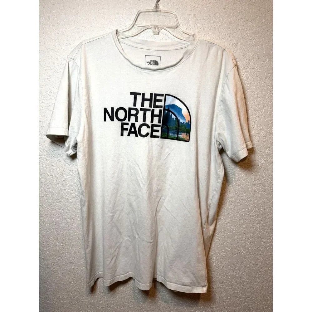 The North Face Mountain Graphic T-Shirt Mens Large White Woodcut Dome